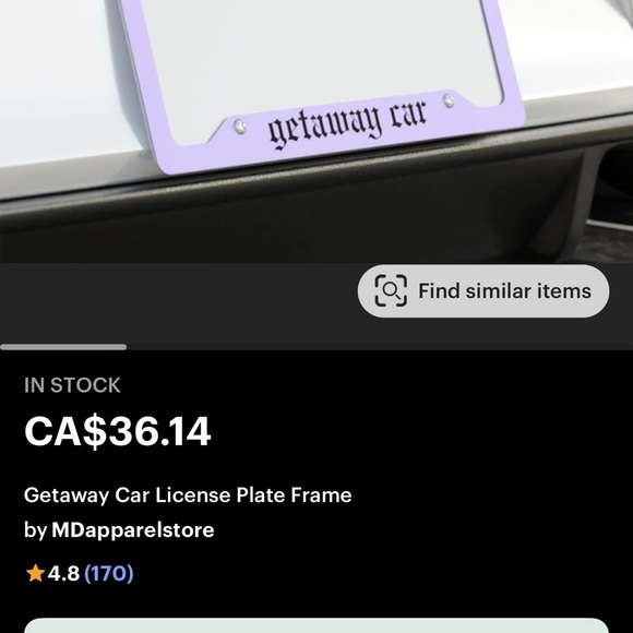 Taylor Swift “getaway car” License Plate Frame - Picture 2 of 2